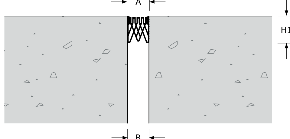 FlexAtec 1200 elastomeric seal expansion joint — cross-section detail