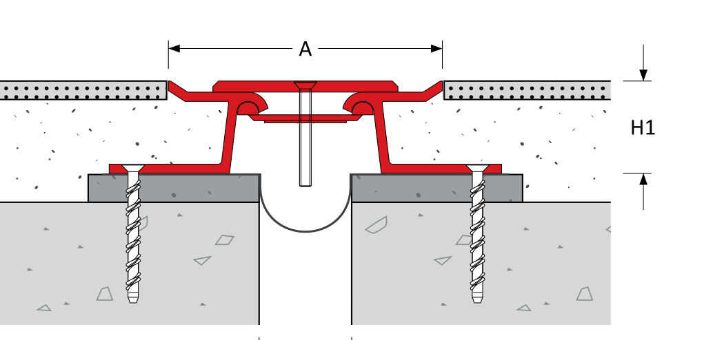 MegAtec 340 A01 self-aligning floor expansion joint — cross-section detail