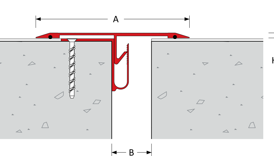 MegAtec 370 A01 thin plate floor expansion joint fitted from finish level — cross-section detail