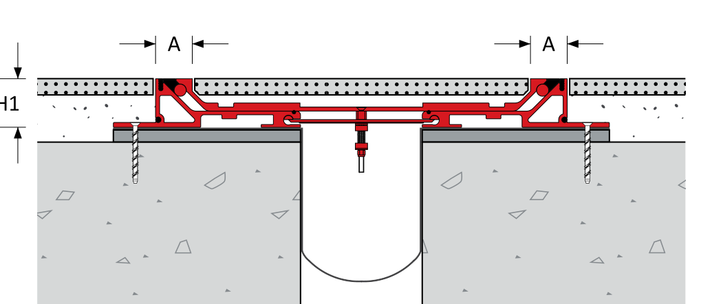 SeismAtec 450 seismic floor expansion joint — cross-section detail