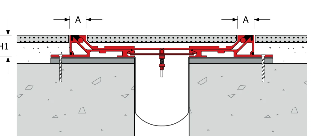 Section of a SeismAtec 450 seismic floor joint