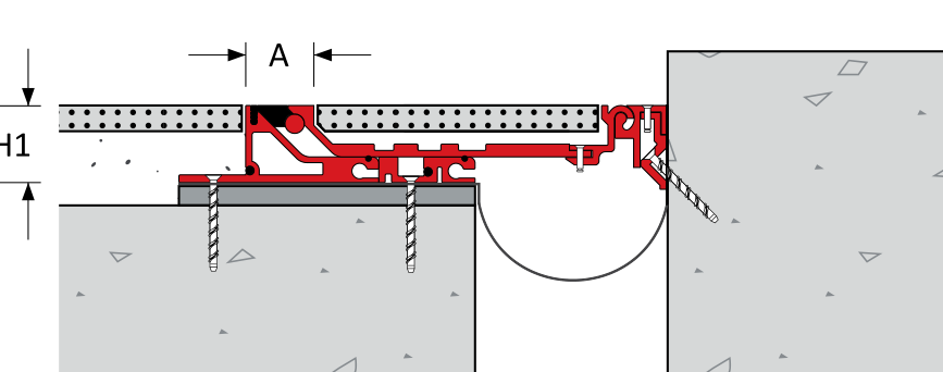 SeismAtec 450 A02 floor to wall — cross-section detail (illustration, not to scale)