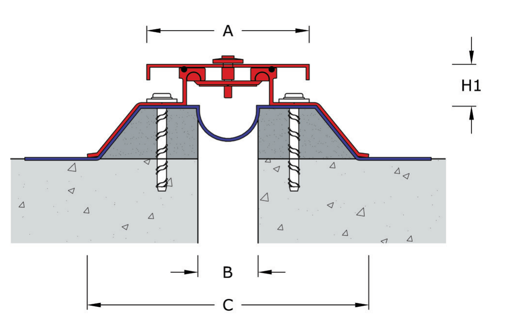 MegAtec 610 external roof expansion joint — cross-section detail